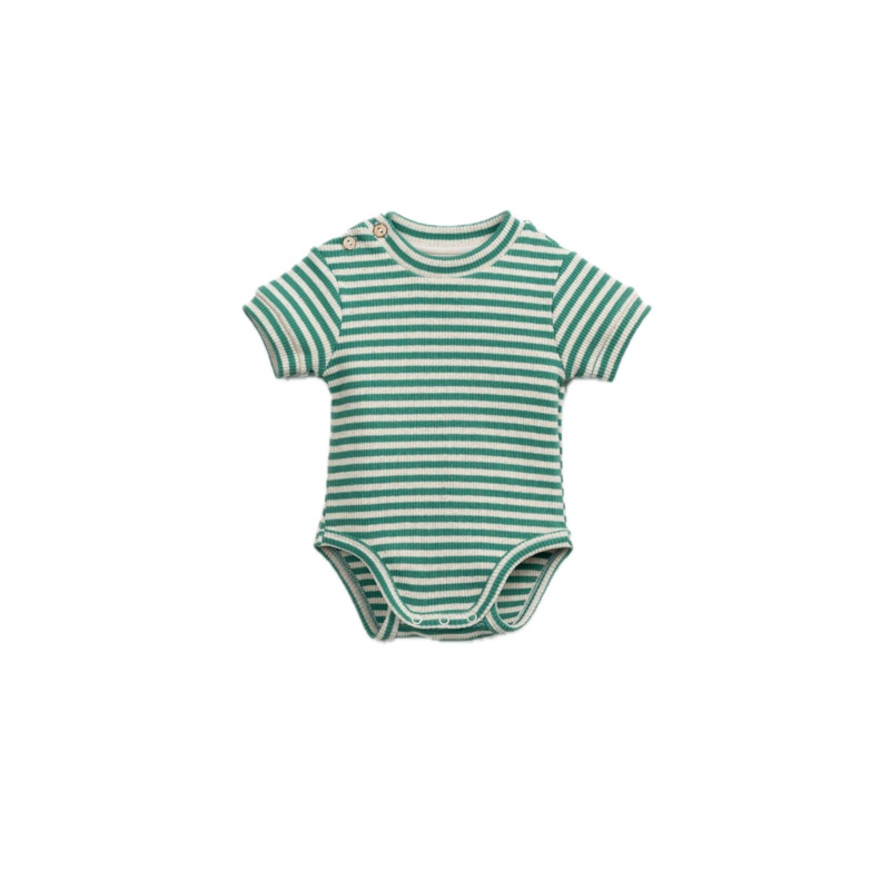 Play Up Organic Striped Bodysuit – Botanical Green