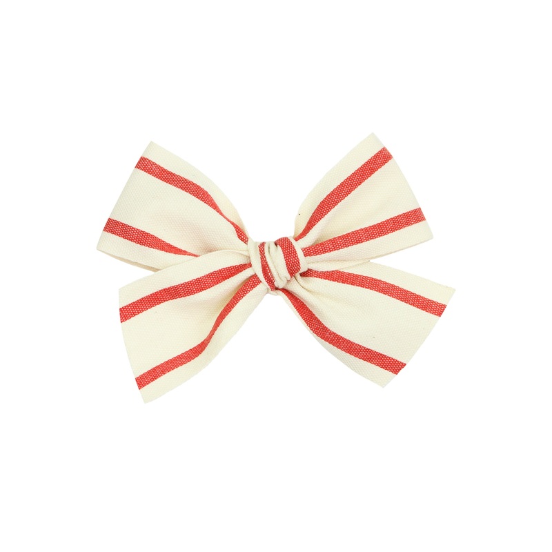 Ribbon Bow – Red Stripe Clip