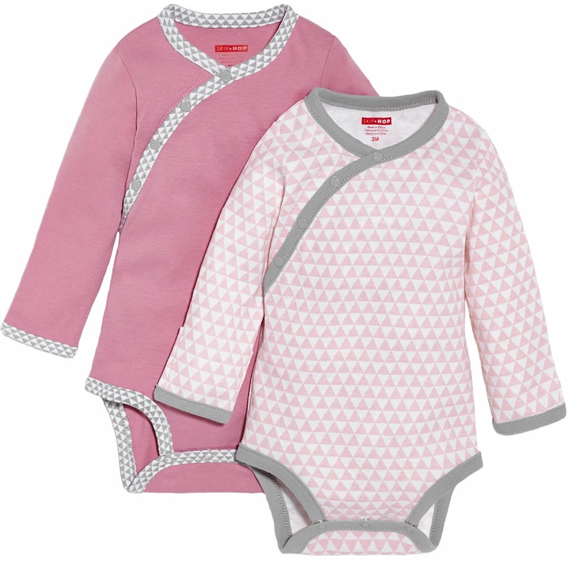 Skip Hop Petite Triangles 2-Pack Long Sleeve Bodysuits – Pink (9 Months)