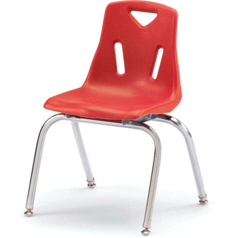 Berries Stacking Chair with Chrome-Plated Legs – 16″ Ht – Red
