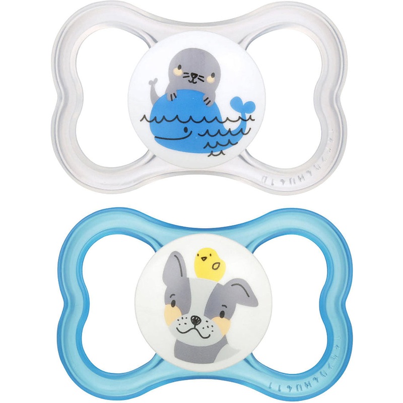 MAM Baby Air 6m+ Pacifiers, 2 Pack – Blue/Clear