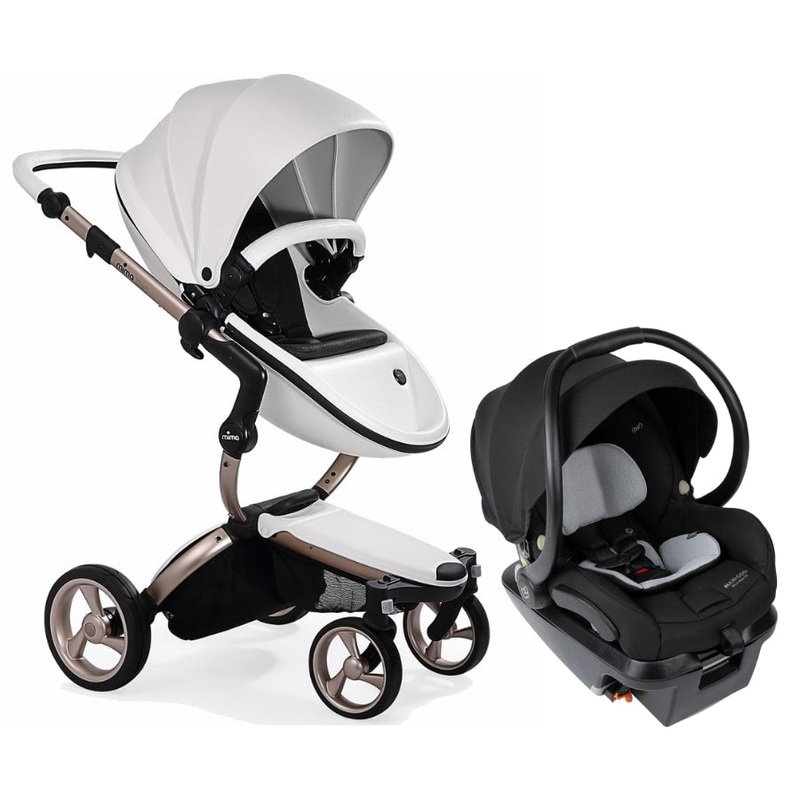 Mima Xari 4G + Maxi Cosi Mico XP Max Travel System Bundle – Rose Gold – Snow White / Black / Essential Black
