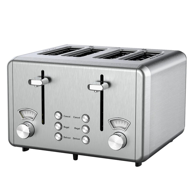 4 Slice Toaster – Stainless Steel Bagel Toaster with Dual Control Panels and Wide Slots