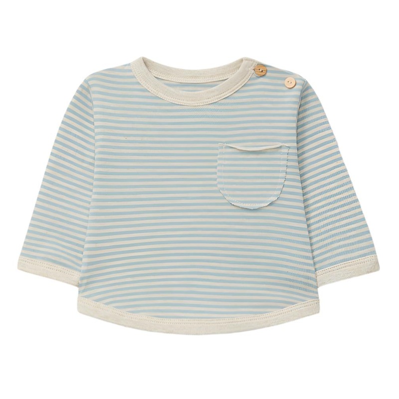 Snug – Organic Long Sleeve Top – Aqua Stripe