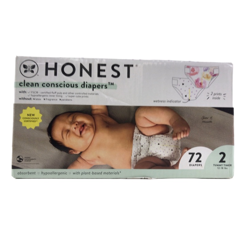 Honest Company Clean Conscious Diapers Pack, 2, 72 Count, Young At Heart and Rose Blossom