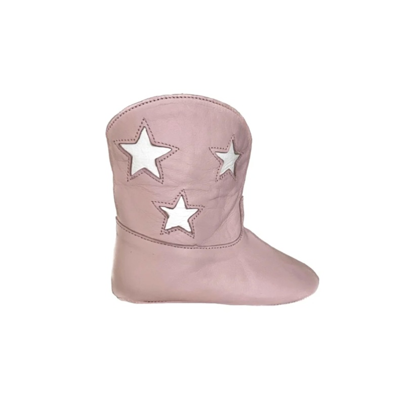 Spark Boots – Baby Pink + White Stars