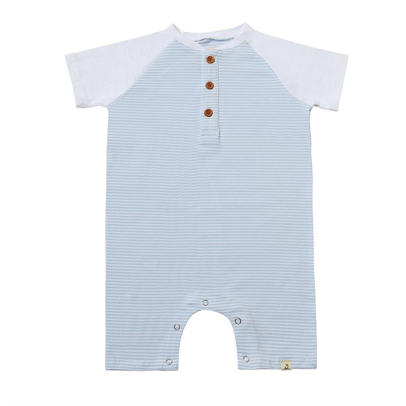 Afloat Raglan Romper – Blue & White Stripe