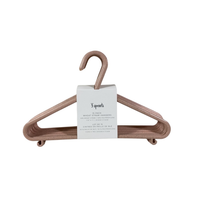 3 Sprouts 15 Pack Baby Wheat Straw Plastic Hangers, Pink