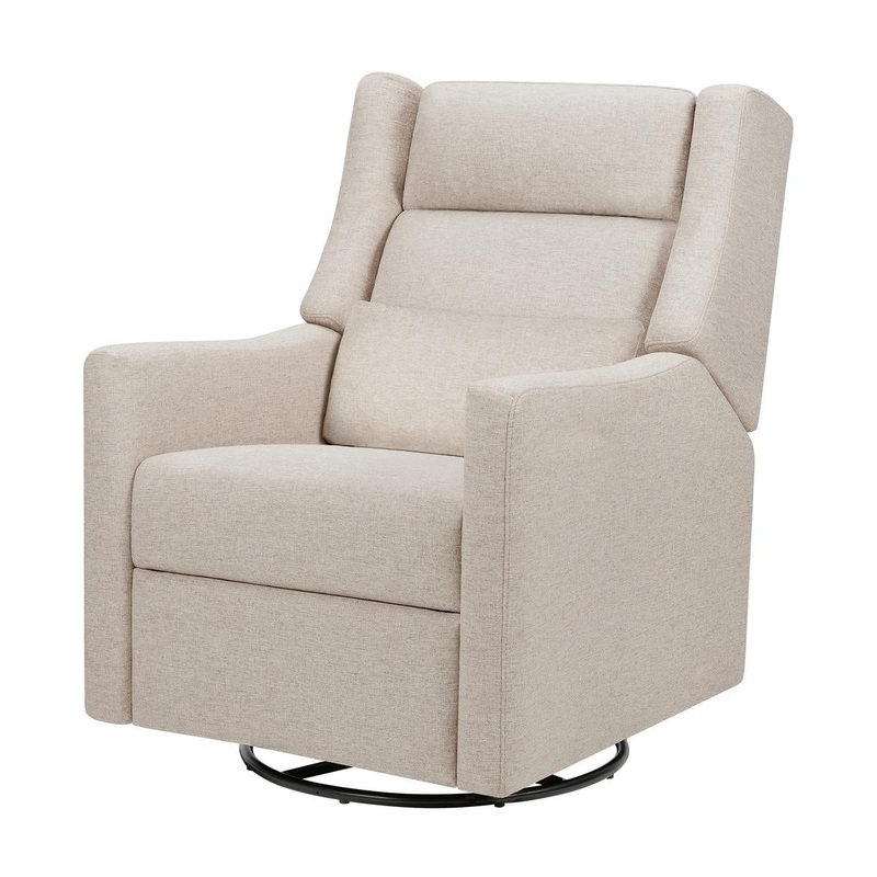 Babyletto Kiwi Plus Electric Recliner Swivel Glider w/ Adjustable Headrest + USB Port – Performance Beach Eco-Weave