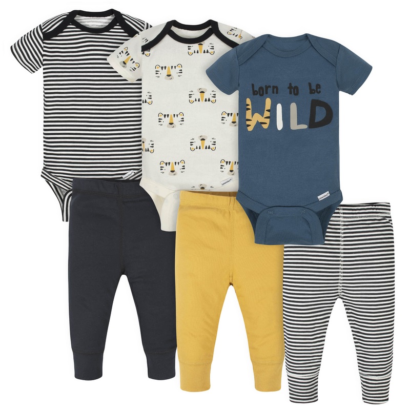 6-Piece Baby Boys Wild Onesies Brand Bodysuits & Pants Set