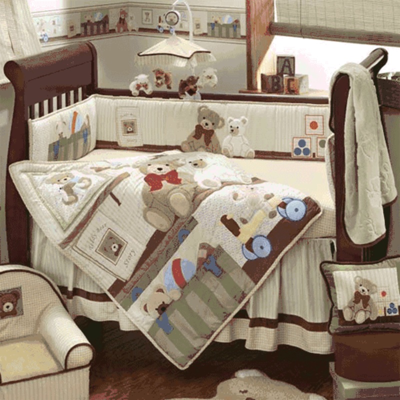 Lambs & Ivy Teddy Bear Story 6 Piece Baby Crib Bedding Set