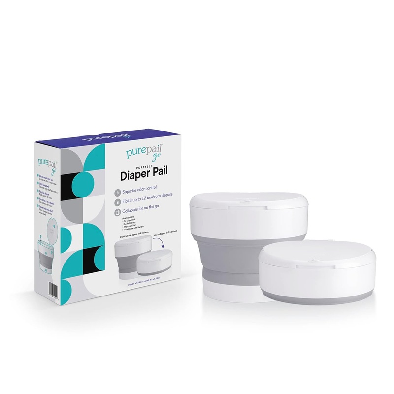 PurePail Go Portable Diaper Pail, White