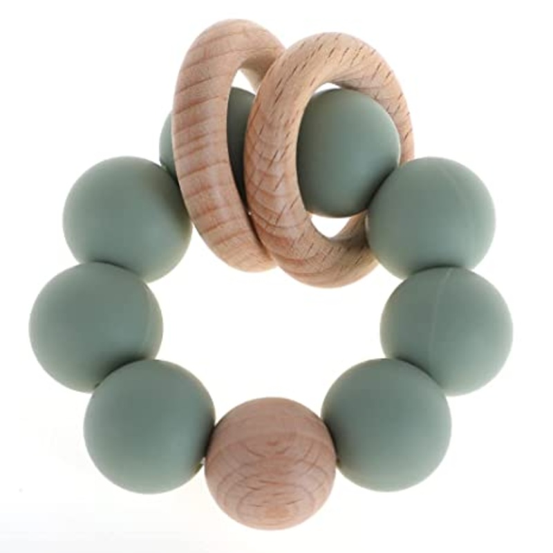 Sugar + Maple- Silicone & Wood Teething Ring