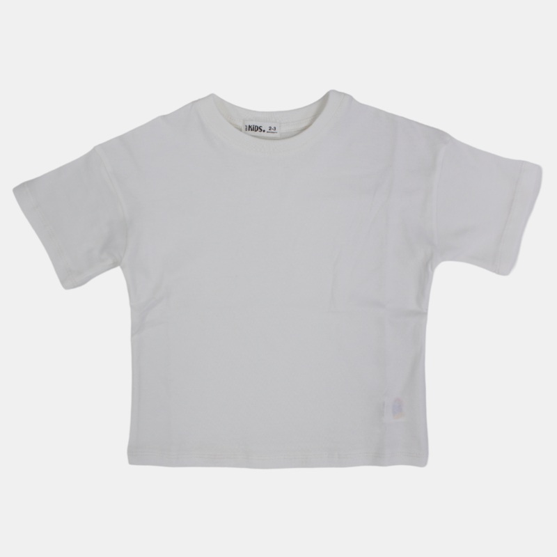Unisex Oversized Short-Sleeved Basic T-Shirt  Plain Off-White