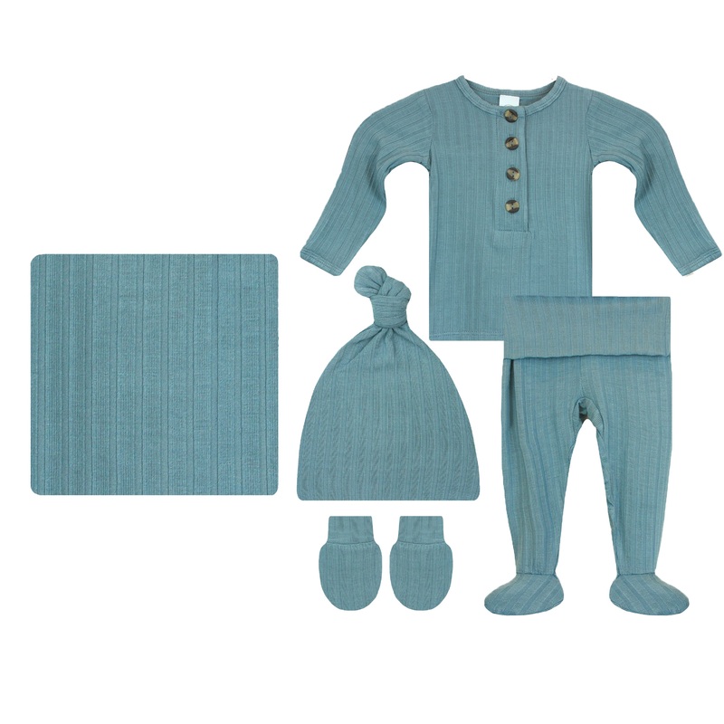 Duke Ribbed Newborn Hat Bundle (Top + Bottom)