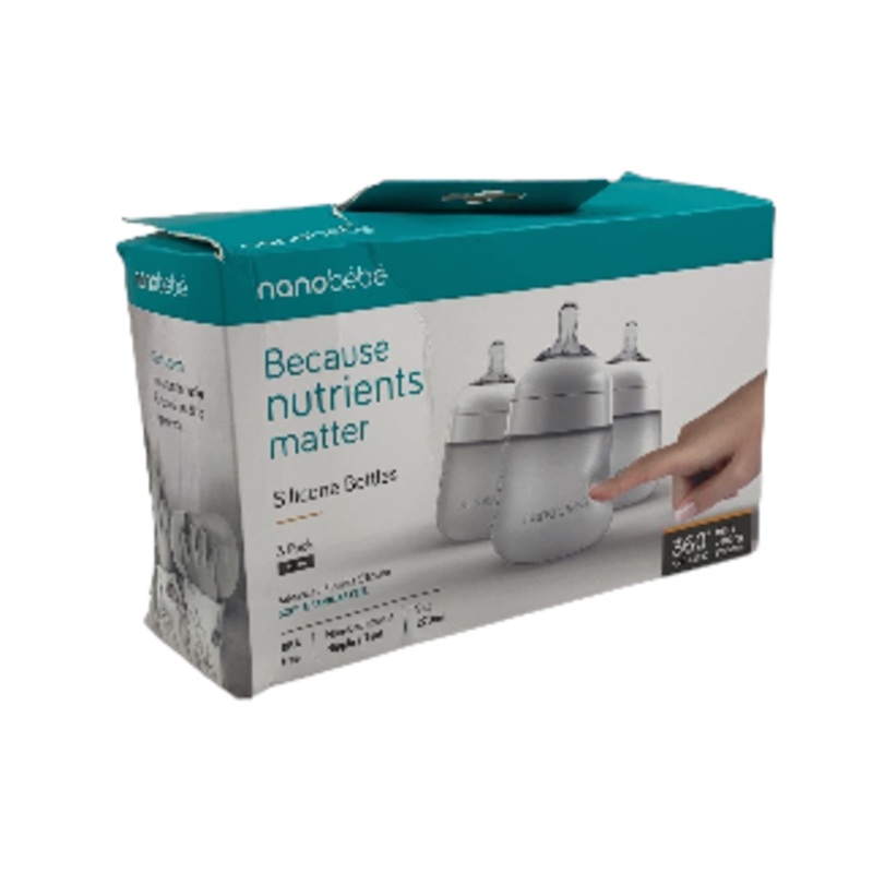 Nanobb Flexy Silicone Baby Bottles, White, 3-Pack, 9oz