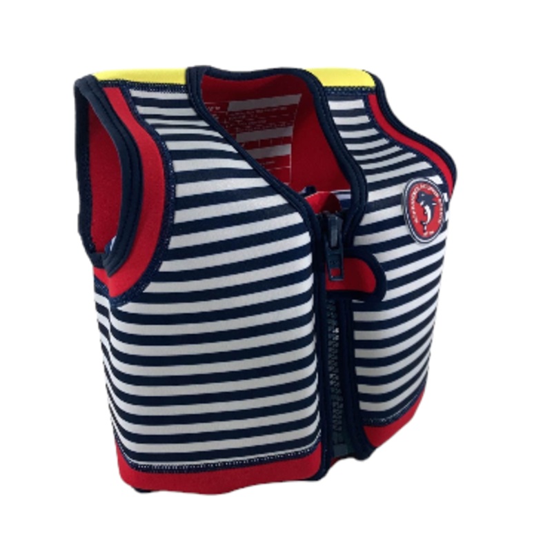 Konfidence Original Swim Jacket, Small( 1.5-3 years), Navy Stripe Hamptons