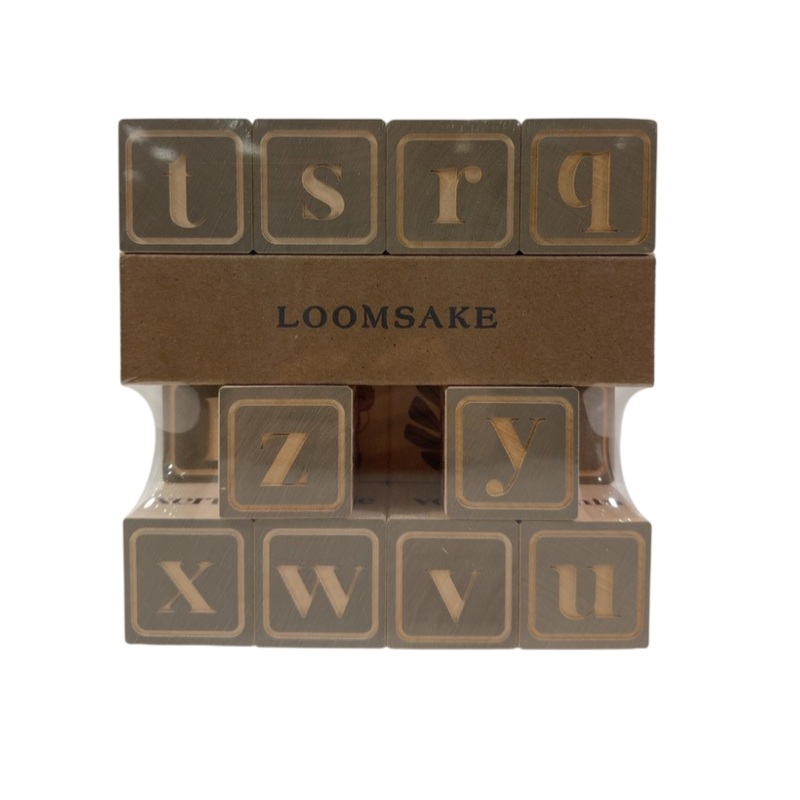 Loomsake Wooden Alphabet Blocks, Grey