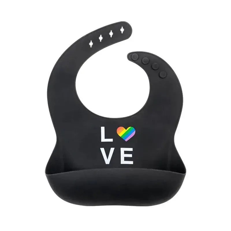 About Face Designs Soft Silicone Baby Bib Rainbow Love, Black