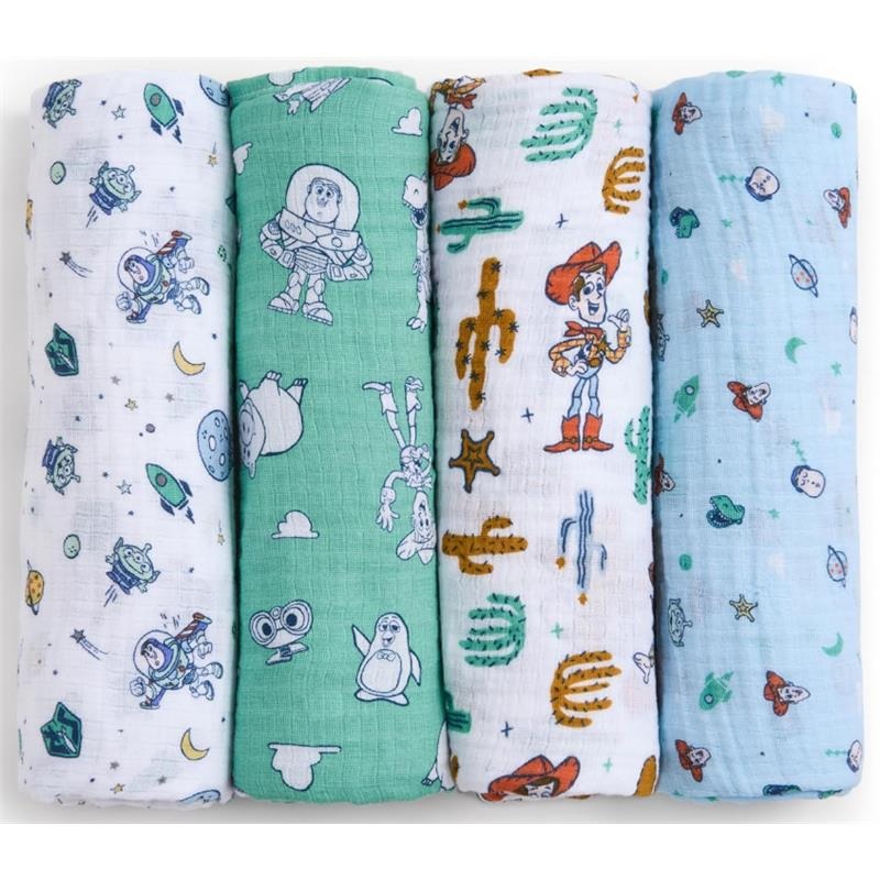 Aden + Anais – 4Pk Essentials Muslin Swaddle Blankets, Toy Story