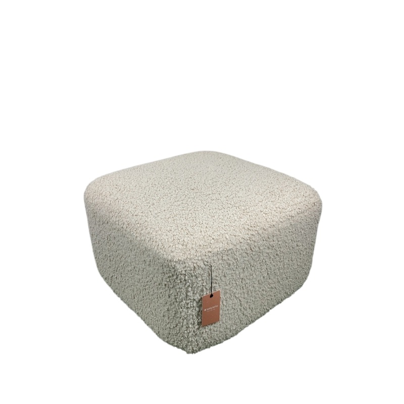 Babyletto Kiwi Gliding Ottoman, Almond Teddy Loop with Light Wood Base