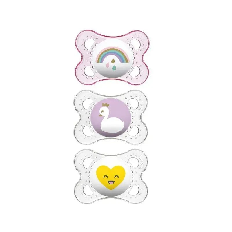 MAM 3-Pack 0-6M Silicone Pacifiers – Pink/Clear