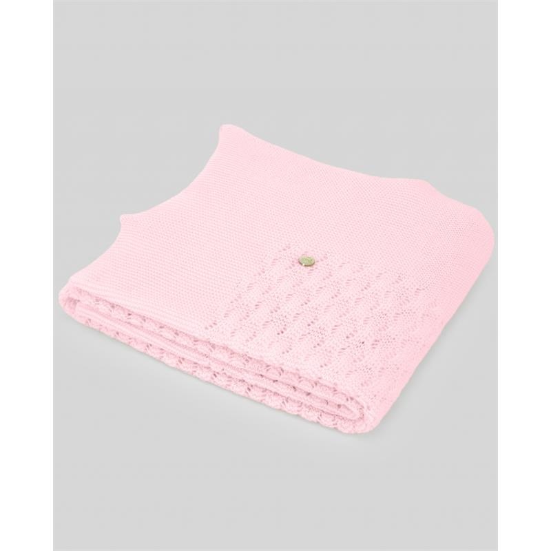 Paz Rodriguez – Baby Girl Knit Newborn Shawl Bico, Chalk Pink