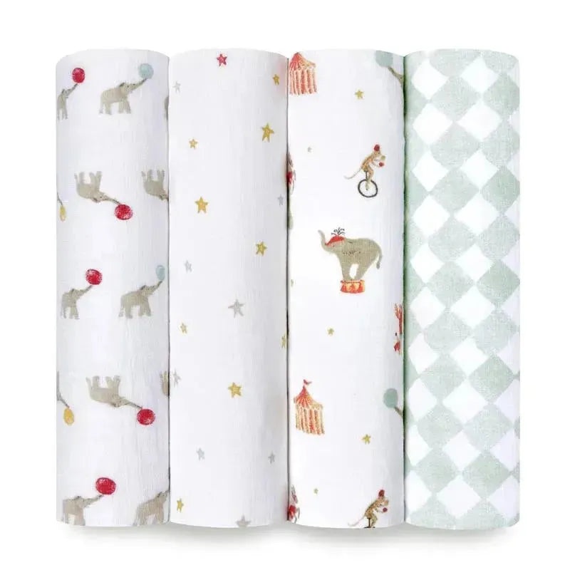 Aden + Anais – 4 Pk Elephant Circus Swaddle Blankets