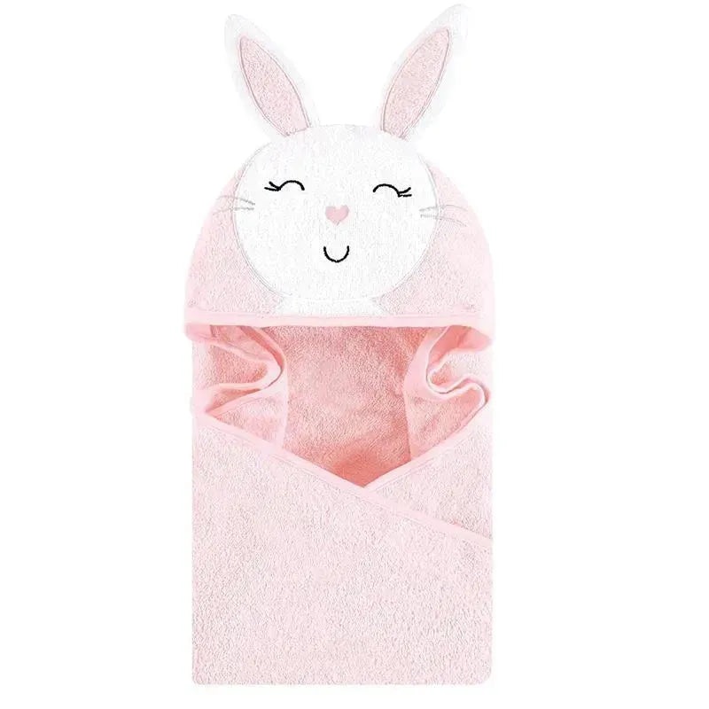Baby Vision – Hudson Baby Cotton Animal Face Hooded Towel, Pink Bunny