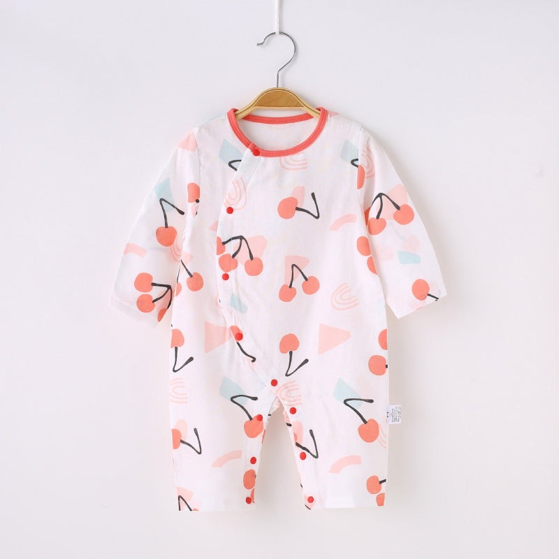 Cotton & Bamboo Muslin Long Sleeve Romper – Little Cherry Little Cherry 0-3 M