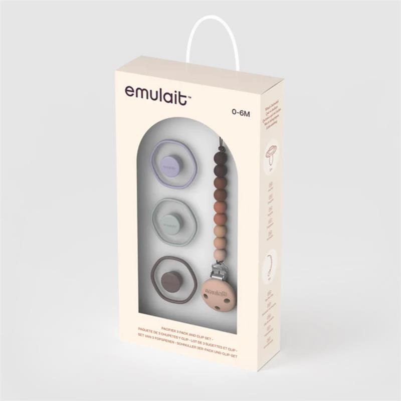 Emulait – 3Pk Pacifier & Clip Gift Set, 0/6M