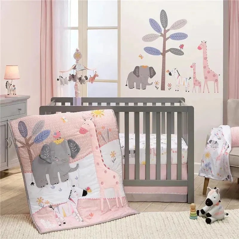 Lambs & Ivy – 3Pk Jazzy Jungle Safari Animals Pink Baby Crib Bedding Set