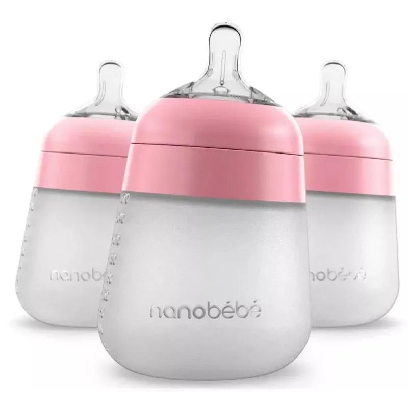 Nanobebe – 3Pk Pink Flexy Silicone Baby Bottle, 9Oz