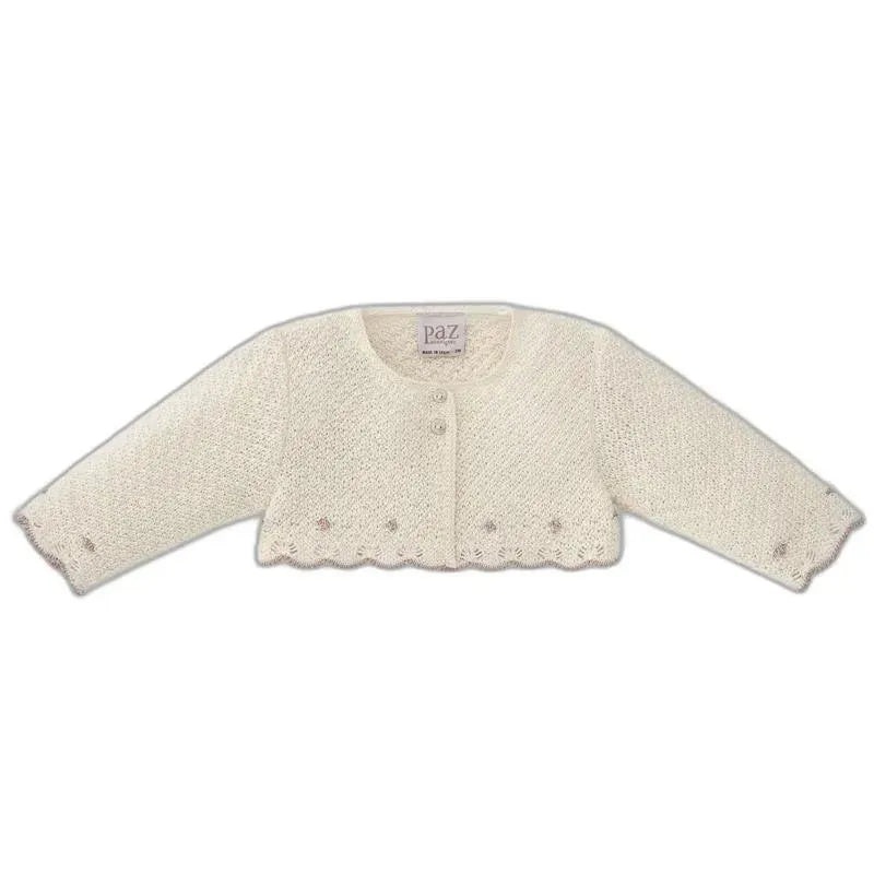 Paz Rodriguez – Baby Girl Knit Newborn Cardigan Pio Pio, Mist Pink/Cream