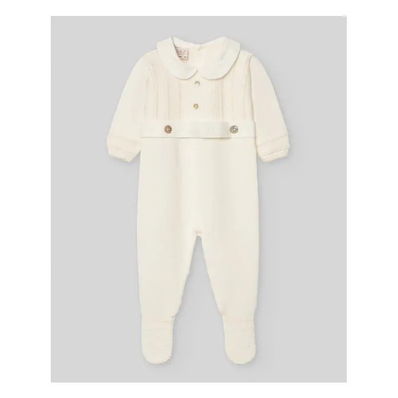Paz Rodriguez – Baby Unisex Knit Newborn Romper Paz, Cream/Beige
