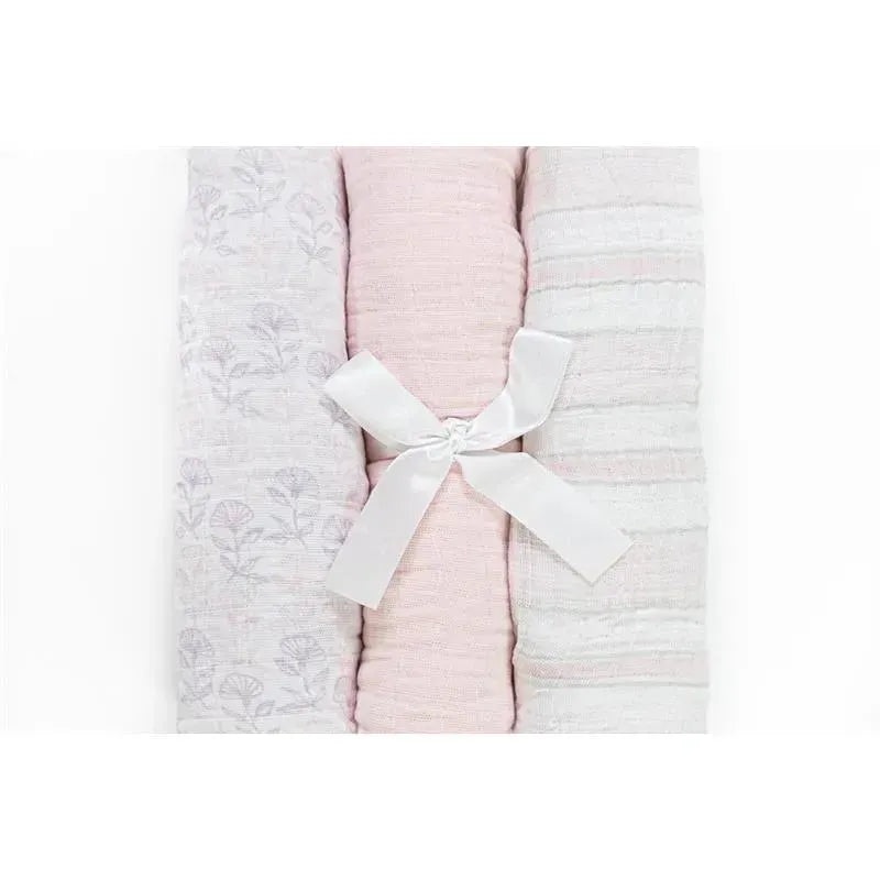 Piccolo Bambino Girl 3pk Muslin Swaddle Blankets In A Box