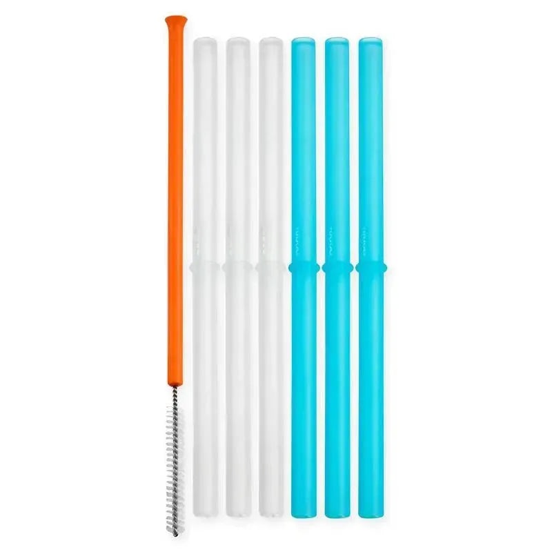 Tomy Boon Snug Silicone Straws with Brush – 6Pk