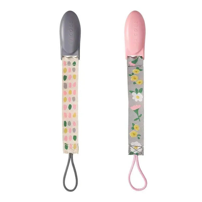 Tomy JJ Cole 2 pk Pacifier Clips, Pink/Grey