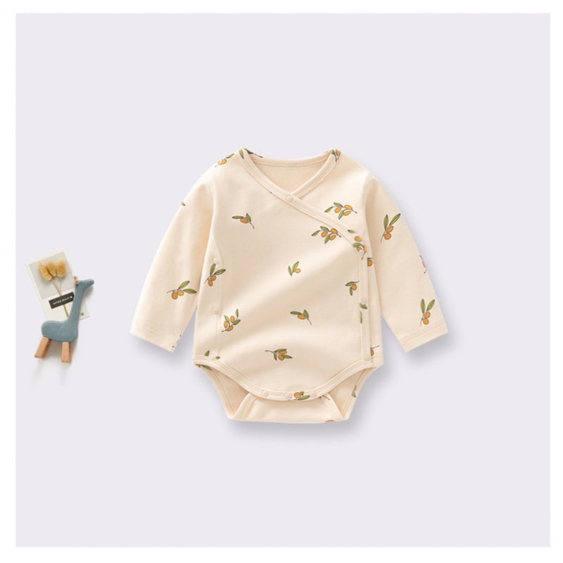 100% Cotton Long Sleeve Bodysuit – Spring Leaves Spring Leaves 0-3 M