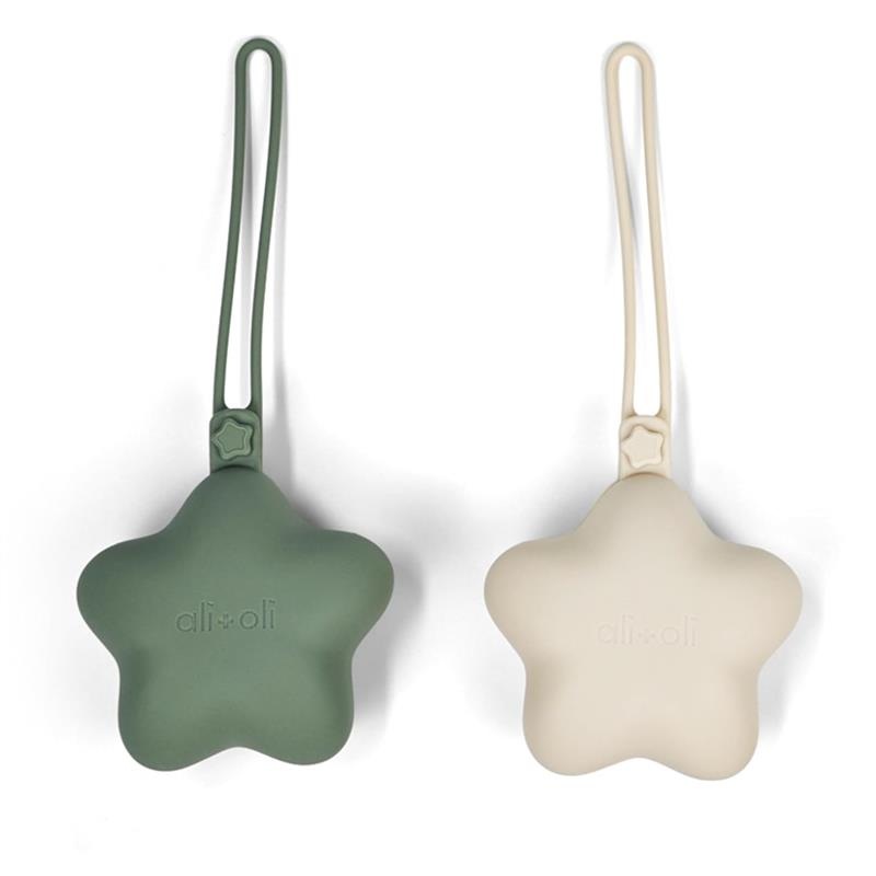Ali + Oli – Silicone Pacifier Case Star 2Pk, Sage Sand