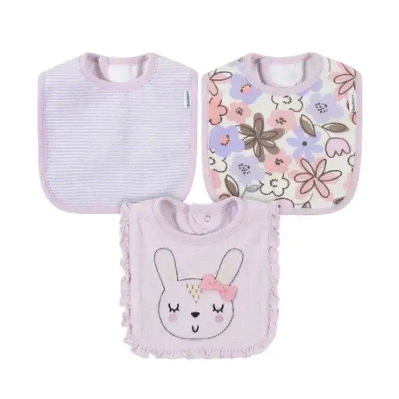 Gerber – 3 Pk Terry Bib Girl One Size Bunny Ballerina