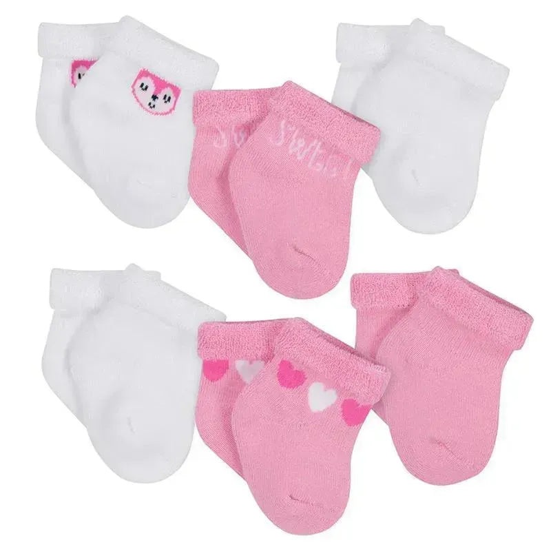 Gerber 6Pk Terry Bootie Sock – Pink Fox