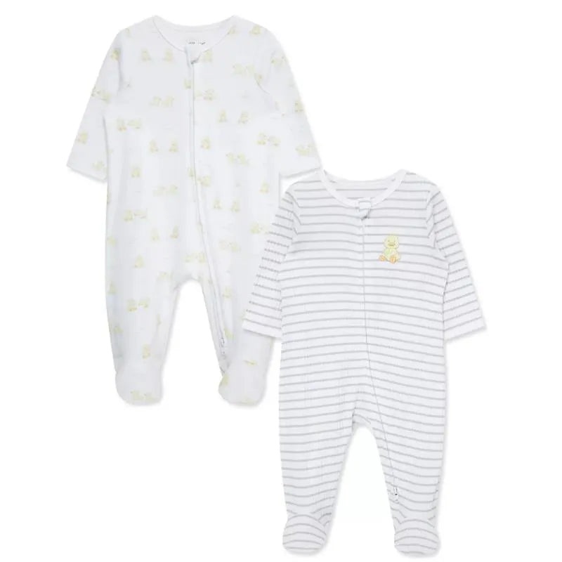 Little Me – 2Pk Baby Footies Ducks White
