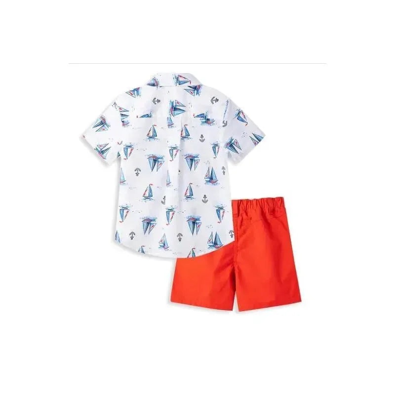 Little Me – Sailboat Woven Short Set Red – Baby clothing