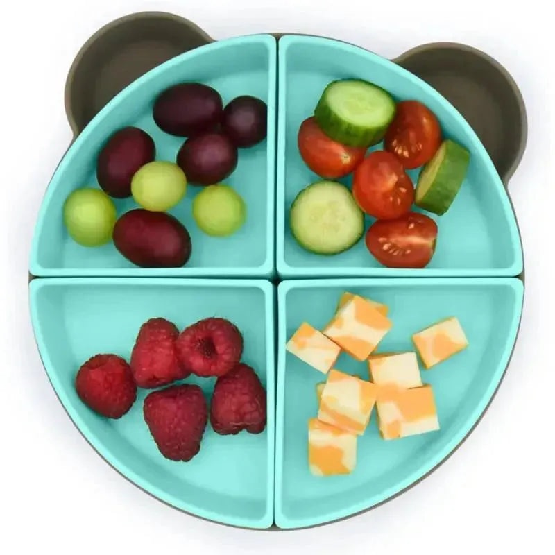 Melii – 100% Silicone Divided Suction Plate with Removable Dividers, Bear