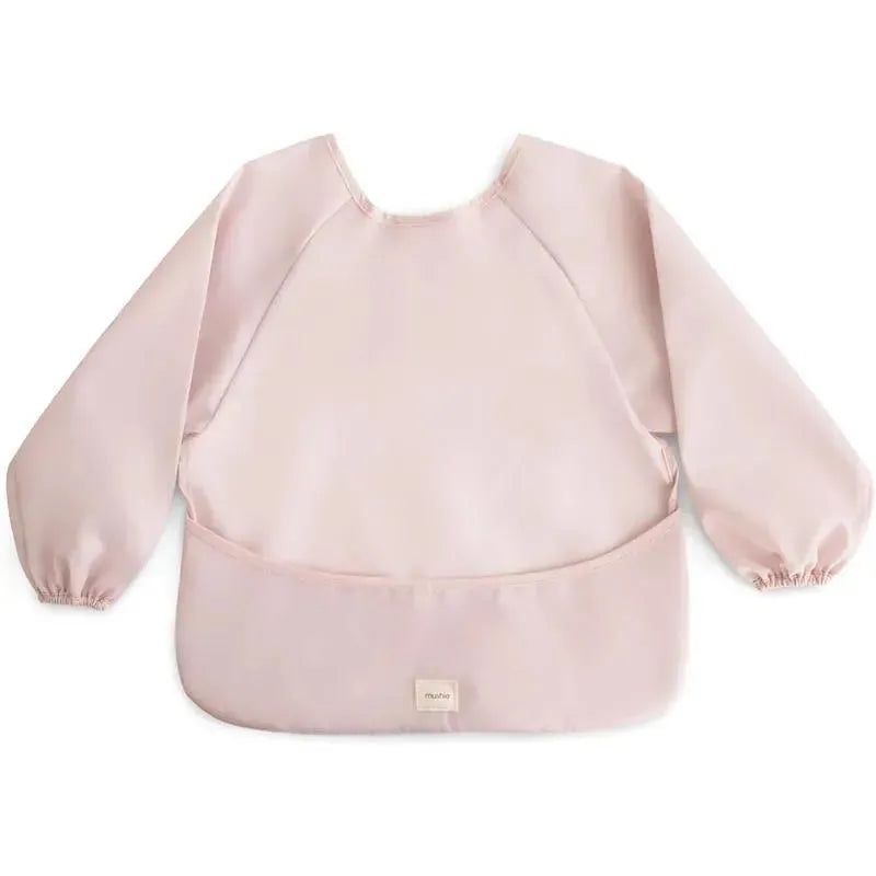 Mushie – Long Sleeve Baby Bib, Waterproof Fabric, Adjustable Fit for Ages 6-24 Months, Blush