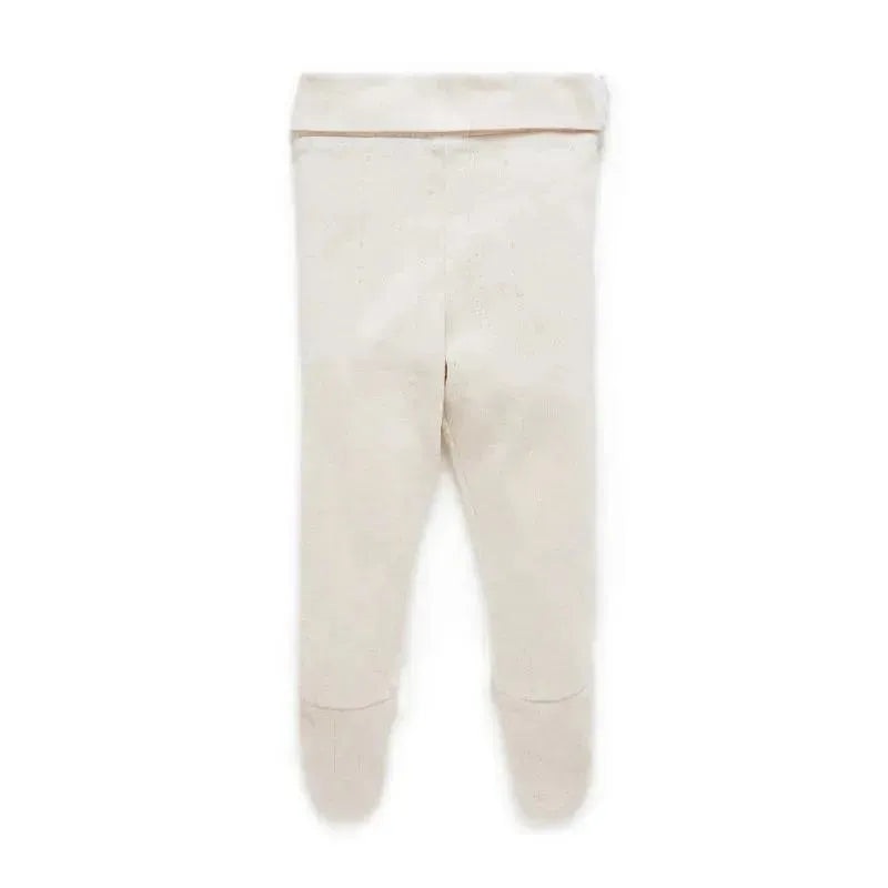Pure Baby – Baby Neutral Pointelle Footed Leggings, Wheat Melange