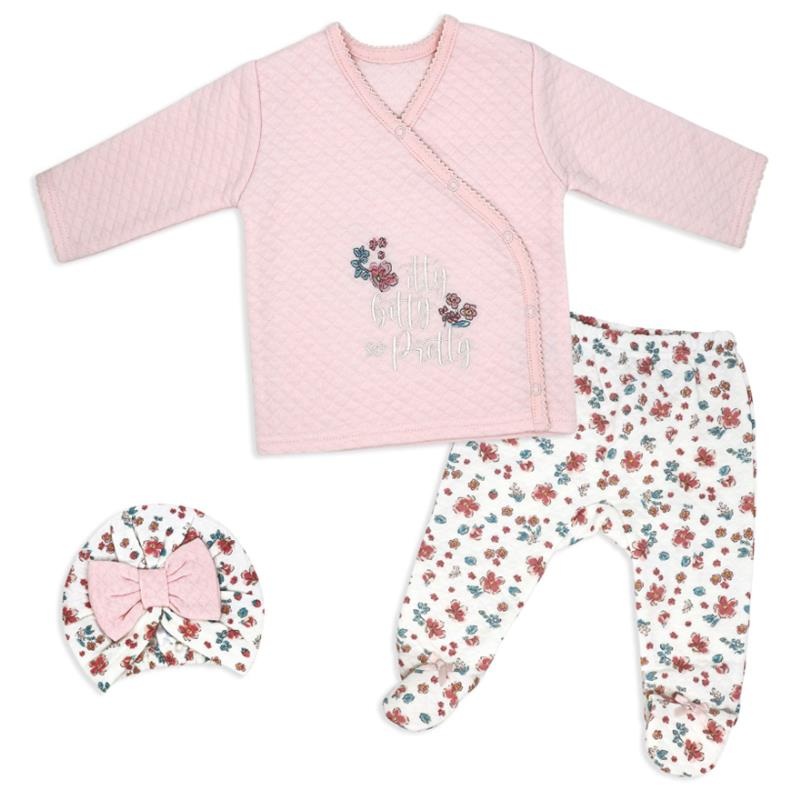 Rose Textiles – 3Pk Baby Girl Quilted Take Me Home, Itty Bitty So Pretty Pink