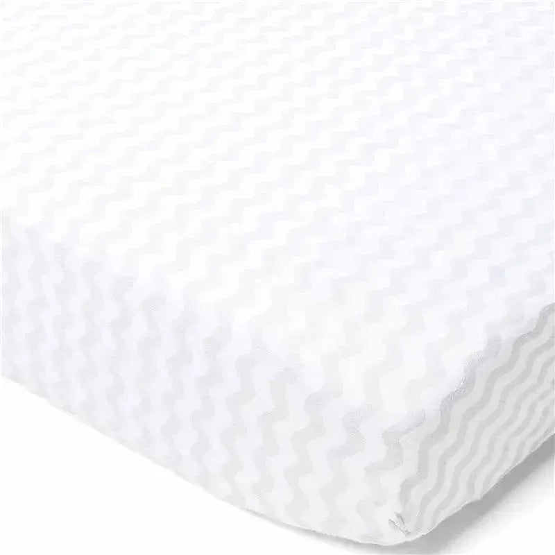 Rose Textiles- Wave Muslin Crib Sheet, Grey