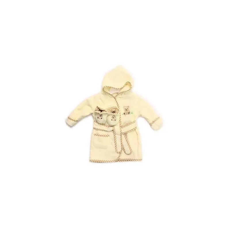 Spasilk Cotton Hooded Terry Bathrobe with Booties-Brown Bear